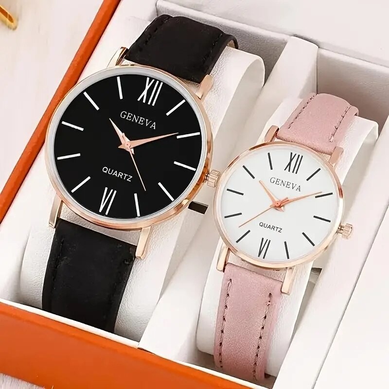 2pcs Minimalist Couple Quartz Watch Fancy Women Watches Jewelry Sophisticated And Stylish Women Wristwatches