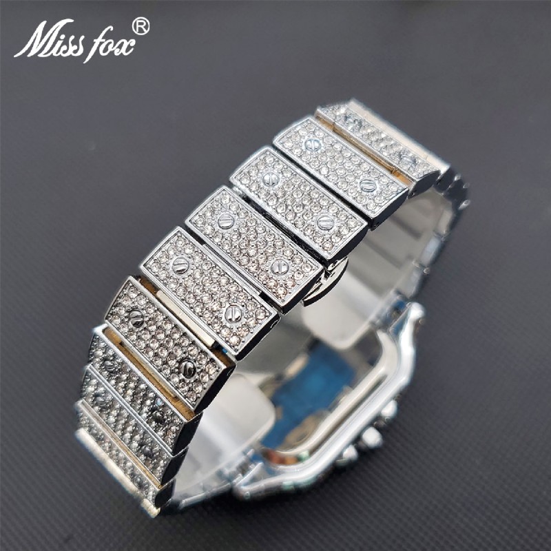 Iced Out Watch For Women Men Bling Bling Bracelet Diamond Quartz Watches Waterproof Unisex Stylish Luxury Couple Gift For Lover