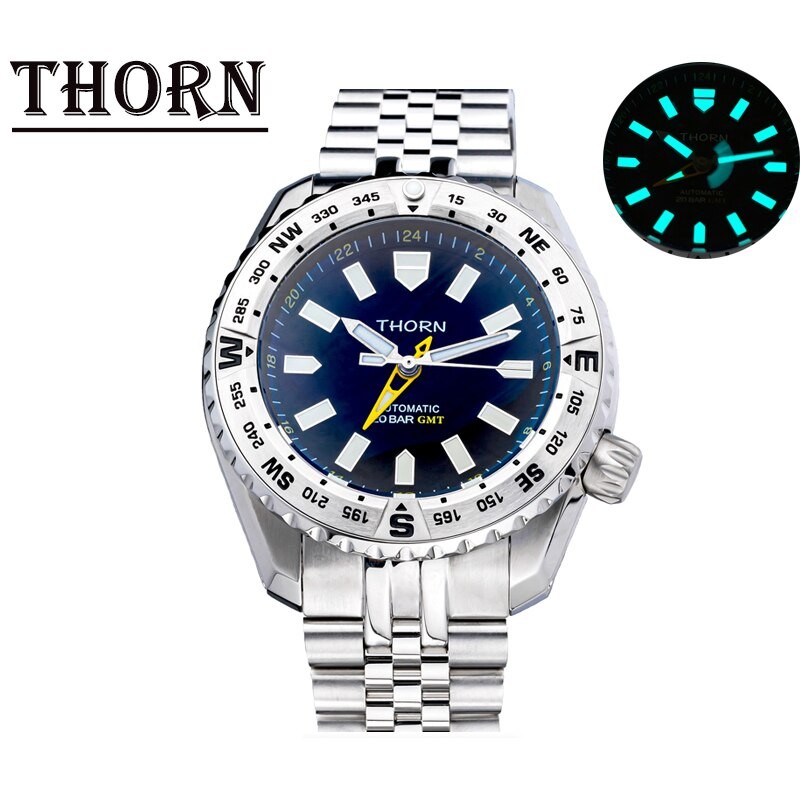 THORN Fashion Mechanical Watch Land Overlord Men Diver Watches Sport Automatic Mechanical Wristwatch HZ6460 Chronograph Movement