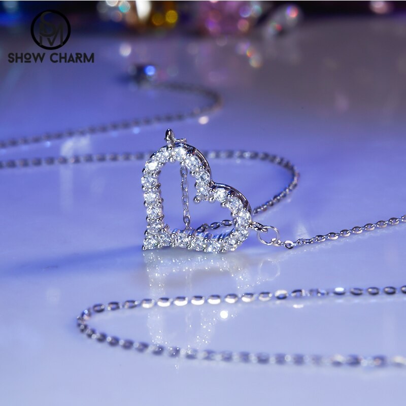 Cubic Zirconia S925 Sterling Silver Love Necklace Female Heart-Shaped Clavicle Chain Fashion Simple Gift Valentine's Day