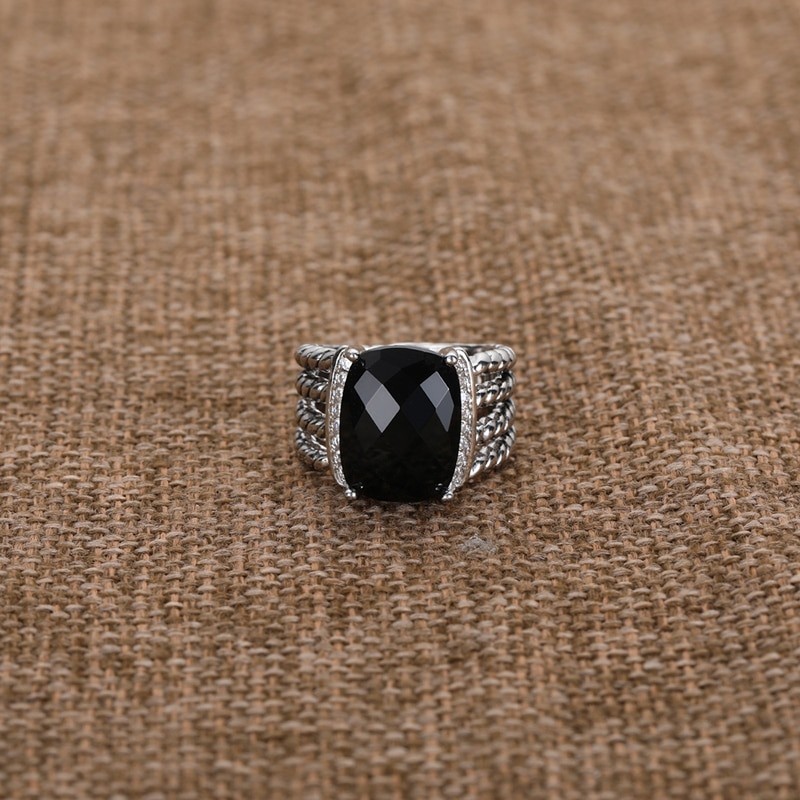 JADE ANGEL Black Ring New Collection Vintage Zircon Fashion Ring Ladies Memorial Day Gift