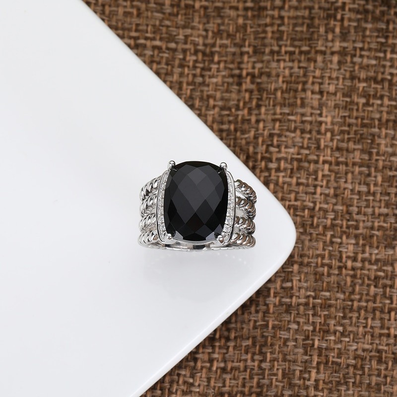 JADE ANGEL Black Ring New Collection Vintage Zircon Fashion Ring Ladies Memorial Day Gift