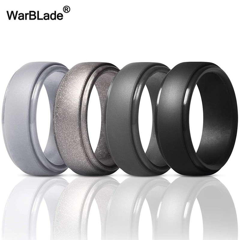 Men Silicone Rings Hypoallergenic Flexible Sports Antibacterial Wedding Rubber Bands 8mm Food Grade FDA Silicone Finger Ring