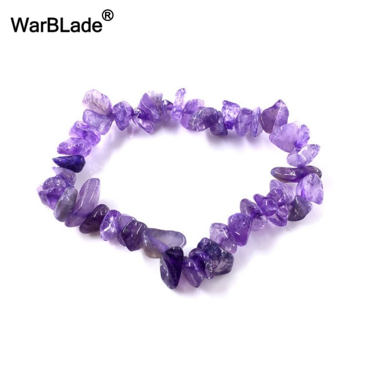 Natural Gem Stone Bracelet Amethyst Irregular Stretch Chip beads Nuggets Quartz Bracelets Bangles Crystal Wristband For Women