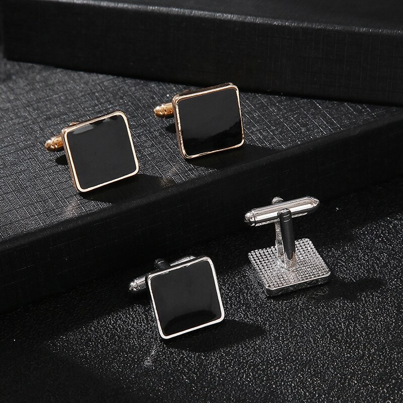 Black Square Design Cufflinks Men's Shirt Cuff Link French Suit Formal Dress Wedding Bridegroom Suit Sleeve Anniversary