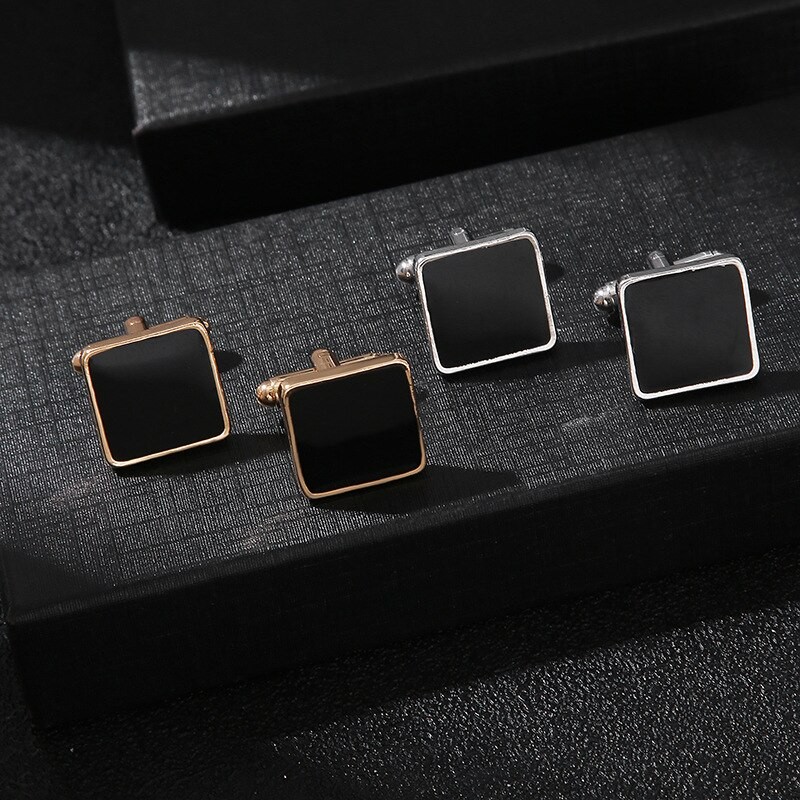 Black Square Design Cufflinks Men's Shirt Cuff Link French Suit Formal Dress Wedding Bridegroom Suit Sleeve Anniversary