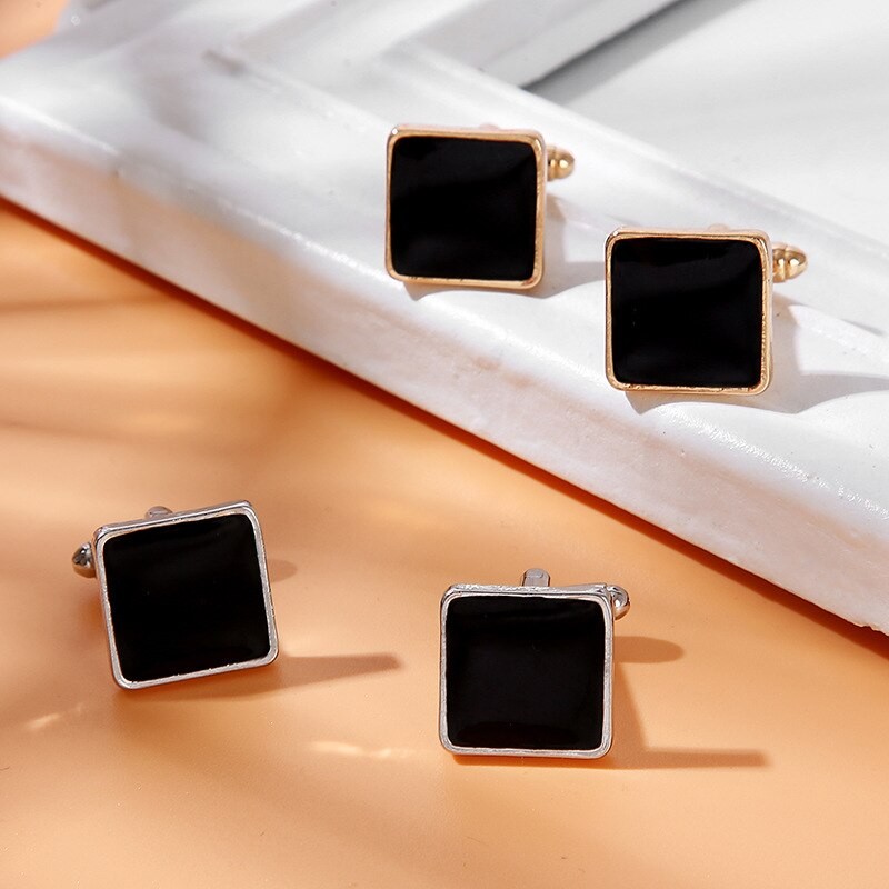 Black Square Design Cufflinks Men's Shirt Cuff Link French Suit Formal Dress Wedding Bridegroom Suit Sleeve Anniversary