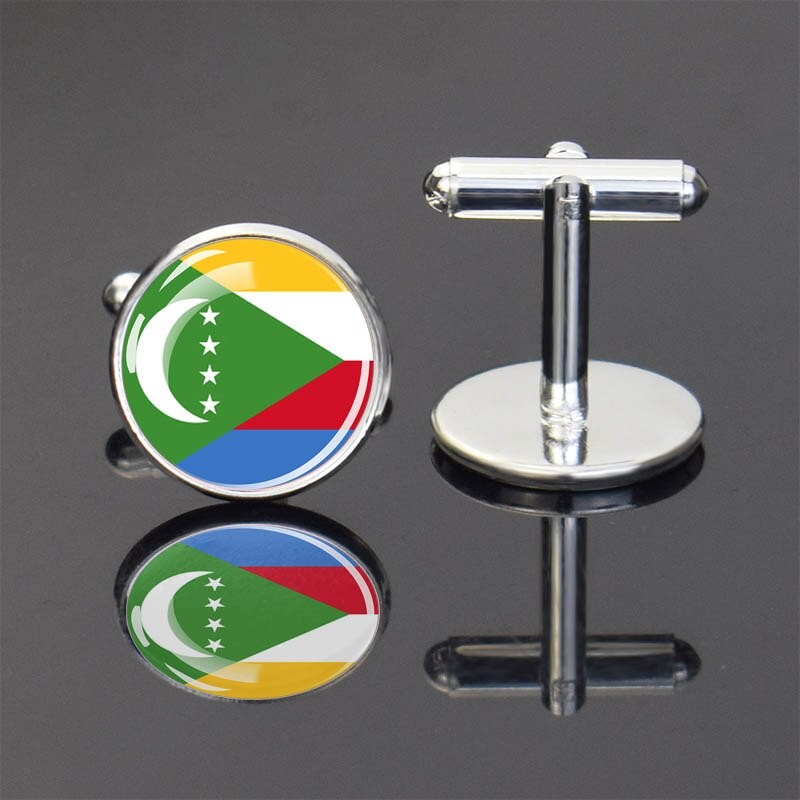 Esspoc Flag Statement Glass Ball Cufflinks Fashion Country Flags Jewelry Colombia Chad Chile Comoros Canada Cufflinks