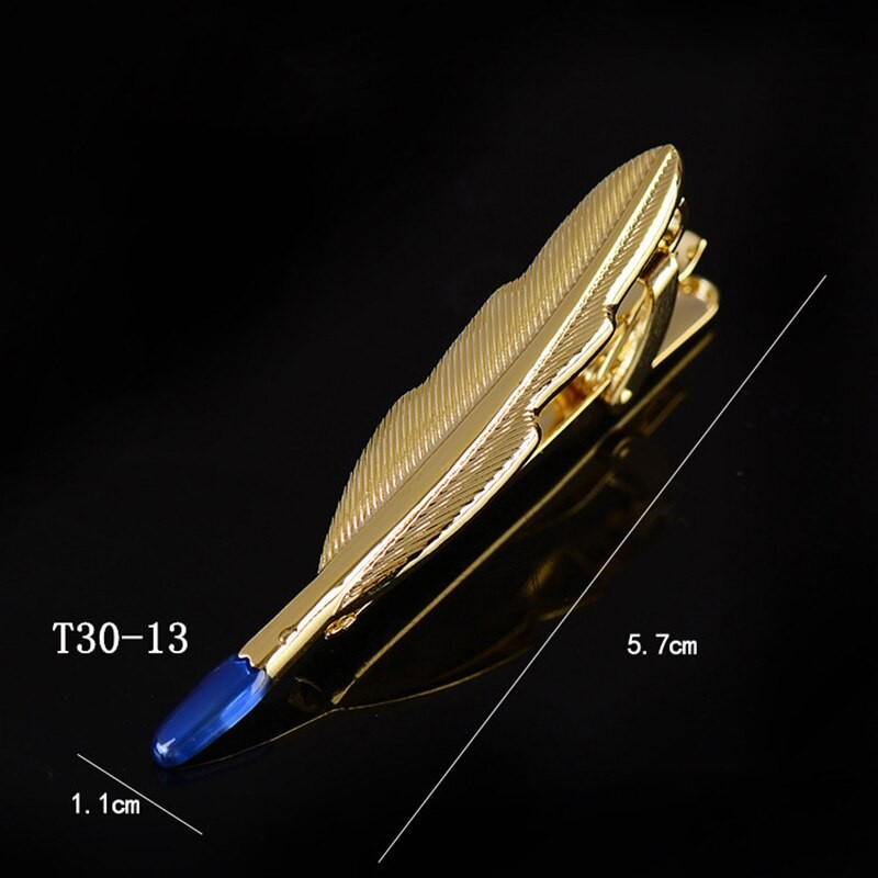 French Tie Clips Men Shirts Suit Necktie Bars Gold Metal Feather Wing Business Formal Ties Buckle Glasses Shape Collar Clip Gold