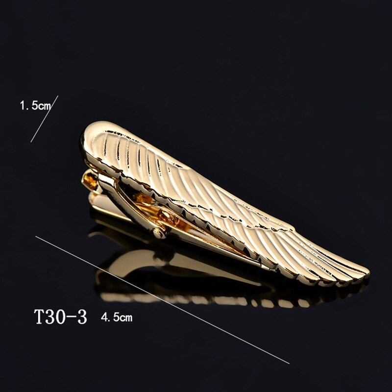 French Tie Clips Men Shirts Suit Necktie Bars Gold Metal Feather Wing Business Formal Ties Buckle Glasses Shape Collar Clip Gold