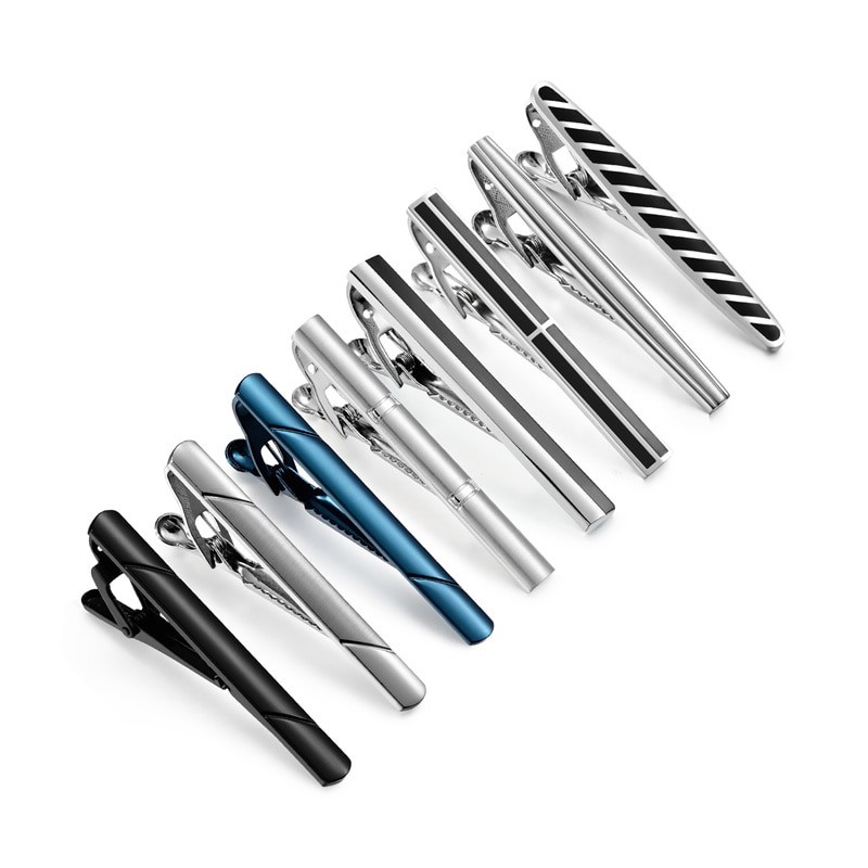 8 PCS Tie Clip Set With Gift Box Wedding Guests Gifts Metal Man Shirt Cufflinks Men's Gift For Husband Luxury Jewelry Business