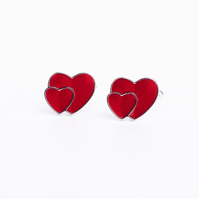 High Quality Red Heart Cufflink and Tie Clip Set For Men Necktie Clip Enamel Cufflinks Wedding Tie Pin Gift Box Set Gifts