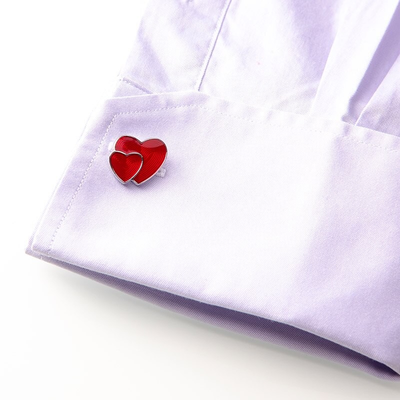 High Quality Red Heart Cufflink and Tie Clip Set For Men Necktie Clip Enamel Cufflinks Wedding Tie Pin Gift Box Set Gifts