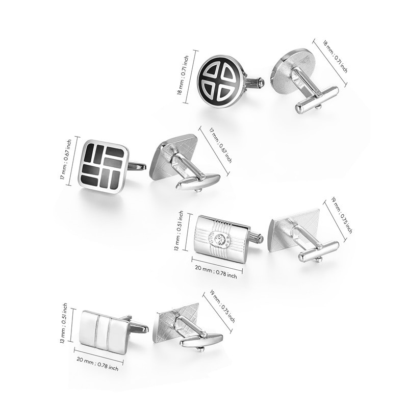 4 Pairs CuffLinks For Mens Wedding Souvenirs Guests Gift Man Shirt Cufflink With Gift Box Luxury Jewelry Business Party Tie Clip