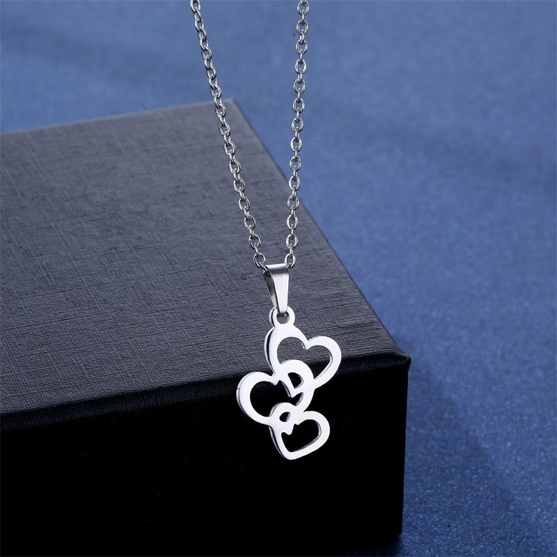 NEW Stainless Steel Necklaces earrings set Light Luxury Heart Pendant Charm Korean Fashion Necklace For Women Jewelry Gift TZ133