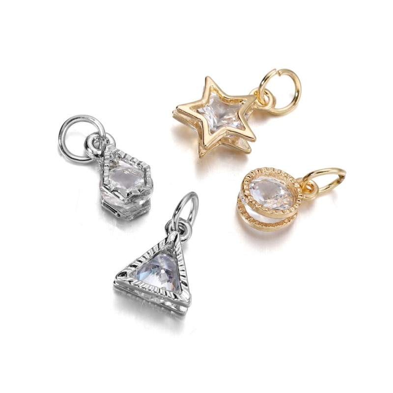 10Pcs/lot Alloy Gold Silver Color Rhinestone Hearts Charms For Earrings Necklaces DIY Love Charms Jewelry  Making Accessories