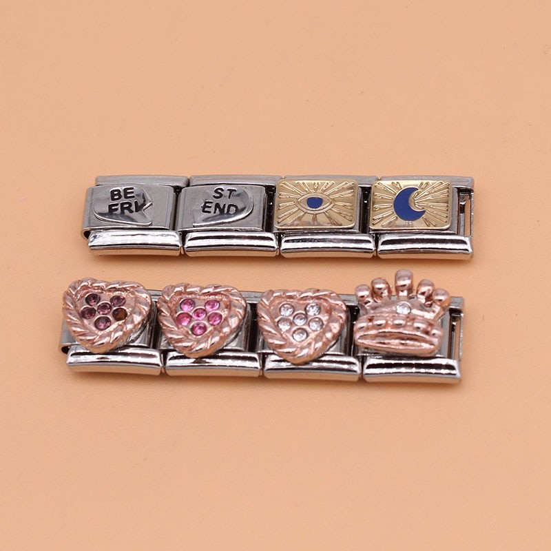 Hapiship New Original Daisy Rose Heart Crown Dazzling CZ Italian Charm Fit 9mm Bracelet Stainless Steel Jewelry Making DJ250