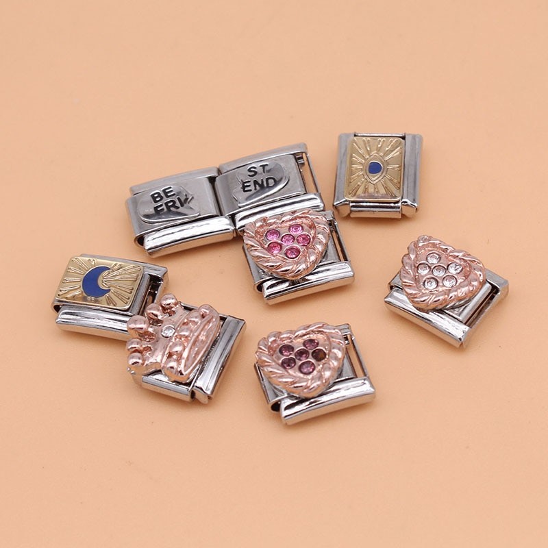 Hapiship New Original Daisy Rose Heart Crown Dazzling CZ Italian Charm Fit 9mm Bracelet Stainless Steel Jewelry Making DJ250