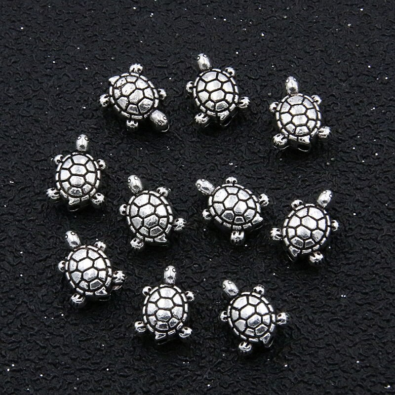 30Pcs 6 Style Charms Mermaid Turtle Dolphin  Marine Life Small Hole Bead Spacer  For DIY Necklace Jewelry Handmade Material