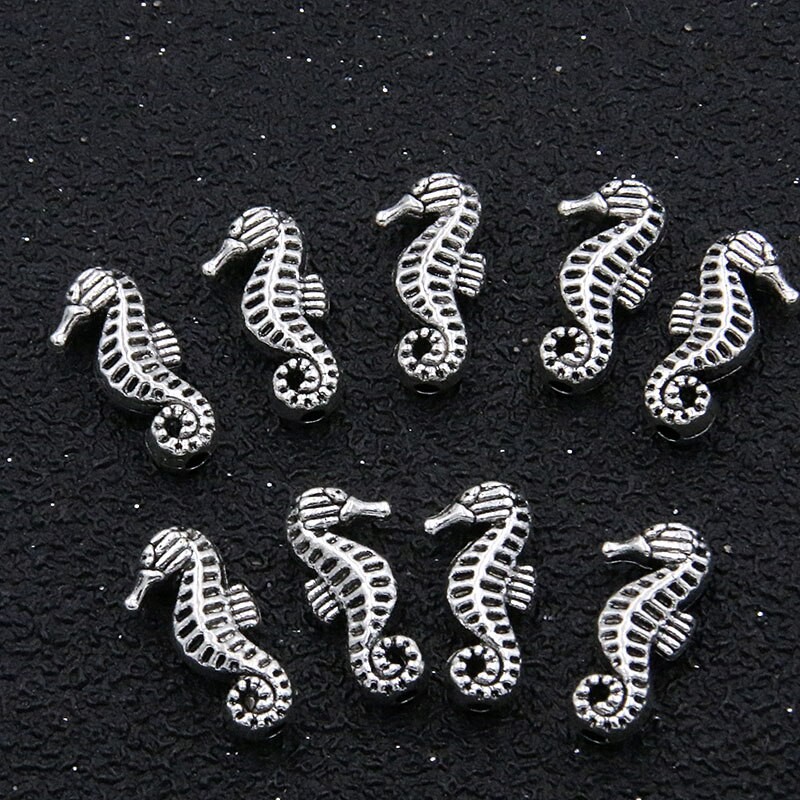 30Pcs 6 Style Charms Mermaid Turtle Dolphin  Marine Life Small Hole Bead Spacer  For DIY Necklace Jewelry Handmade Material