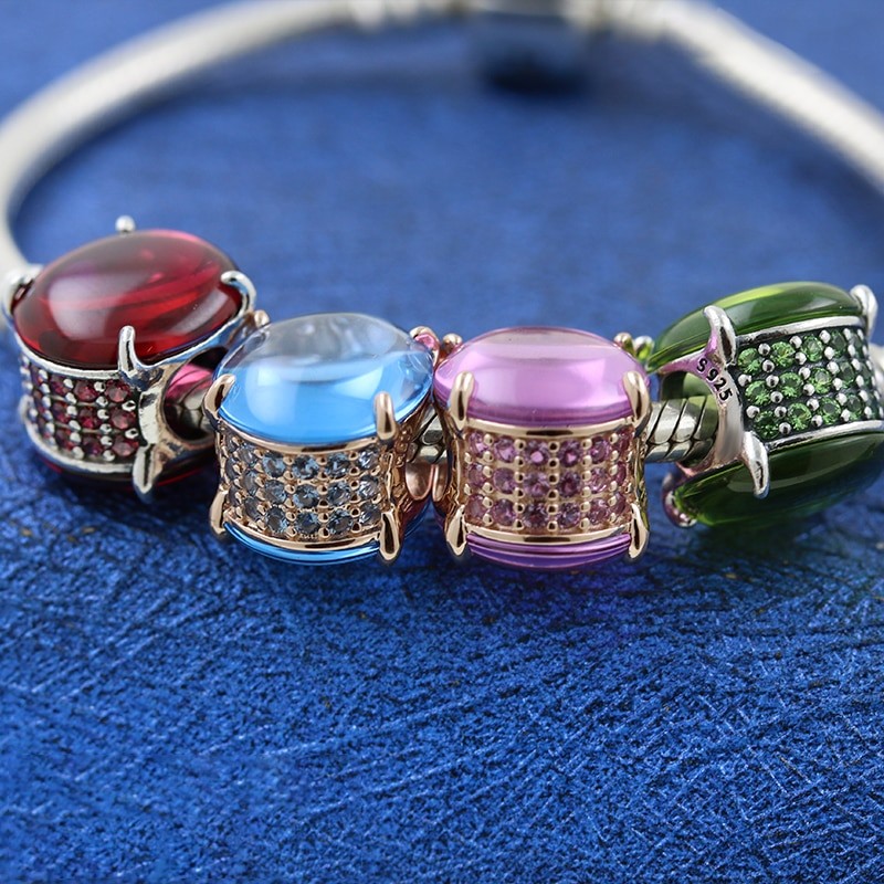 Mybeboa 925 Sterling Silver Crystal Oval Beads Love Heart Murano Glass Zircon Charms Fit Original Pandora Bracelet Women Jewelry