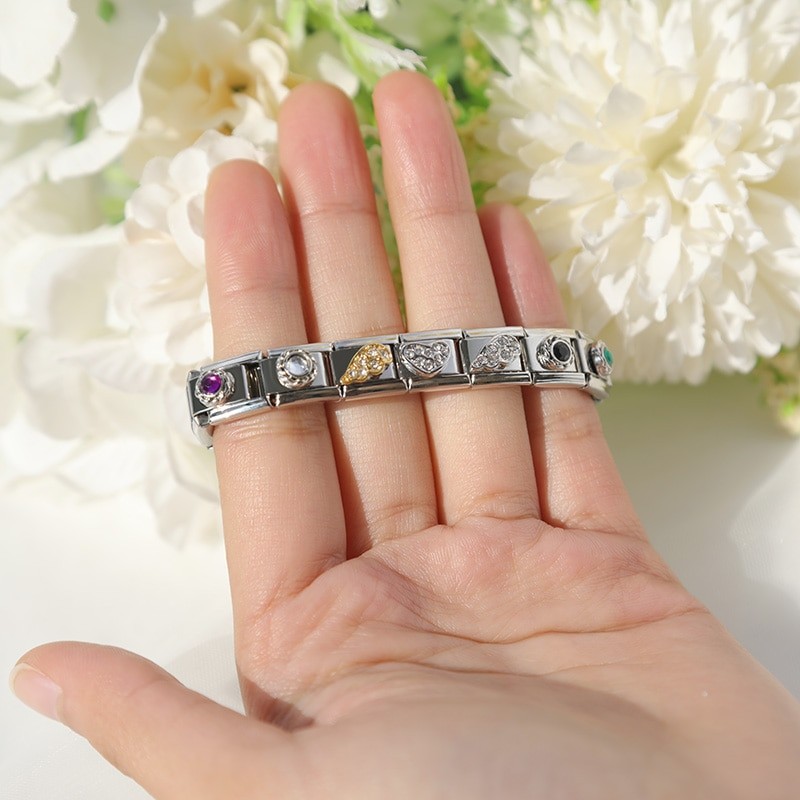 Hapiship New Original Daisy Heart Wing Round CZ High-end Italian Charm Fit 9mm Bracelet Stainless Steel Jewelry Making DJ199