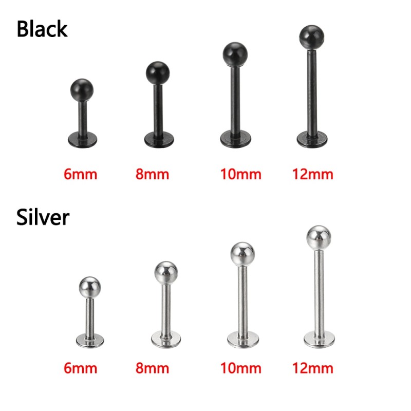 1Pair 6-12mm Tragus Ear Piercing Helix Bar Ball Stainless Steel Labret Lip Bar Rings Stud Cartilage Body Party Jewelry