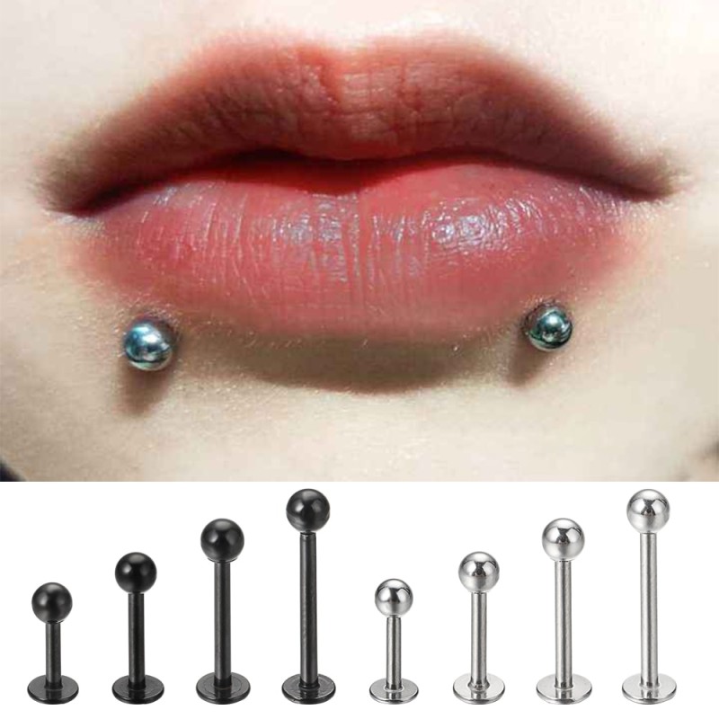 1Pair 6-12mm Tragus Ear Piercing Helix Bar Ball Stainless Steel Labret Lip Bar Rings Stud Cartilage Body Party Jewelry
