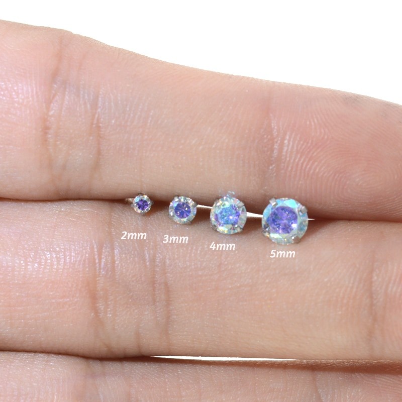 1Pc 16G 6/8mm Clear Rainbow Lip Stud Acrylic Flexible Push-in Monore Labret Ear Cartilage Tragus Piercing Body Jewelry Bioplast