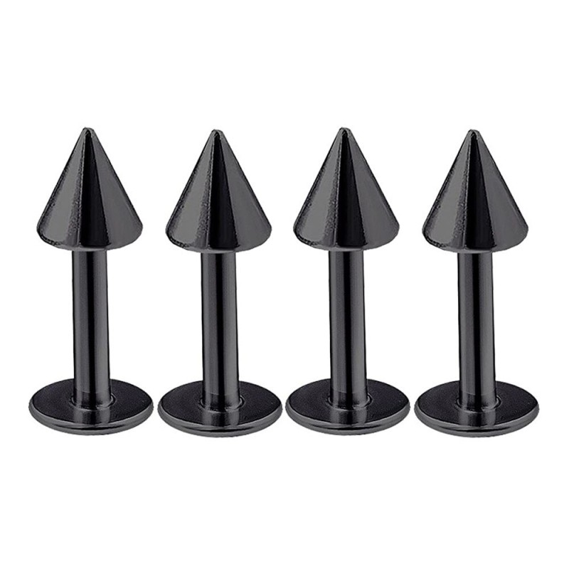 4pcs 16g Labret Stud Lip Ring Cartilage Tragus Snakebite Monroe Triple Forward Helix Conch Medusa Lobe Black Spike Pick Size