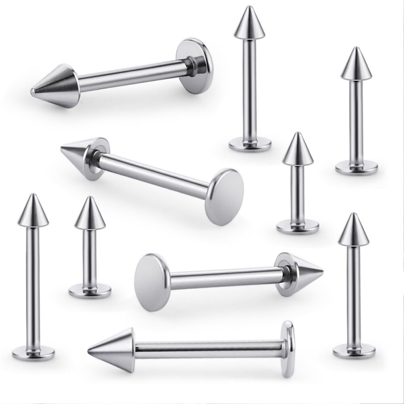 4pcs 16g Labret Stud Lip Ring Cartilage Tragus Snakebite Monroe Triple Forward Helix Conch Medusa Lobe Black Spike Pick Size