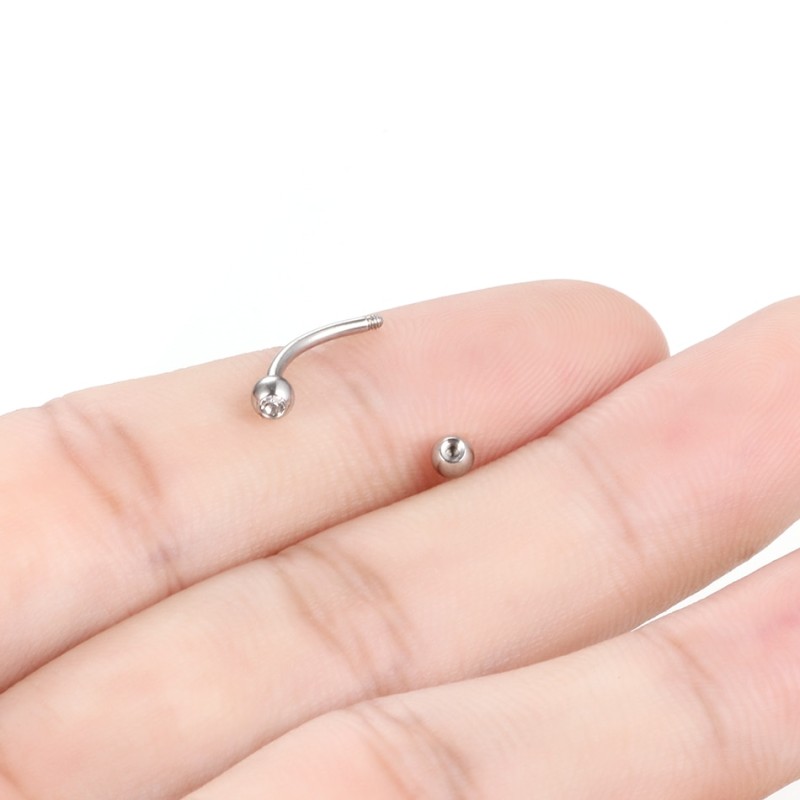 1PC Stainless Steel Crystal Eyebrow Piercing Stud Curved Barbell Zircon Banana Earring Lip Bar Daith Helix Unisex Body Jewelry