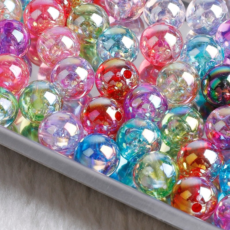 6/8/10mm Rainbow AB Color Acrylic Beads Round Clear Loose Beads For Jewelry Making DIY Bracelet Necklace Earrings Scrapbook