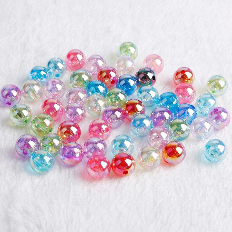 6/8/10mm Rainbow AB Color Acrylic Beads Round Clear Loose Beads For Jewelry Making DIY Bracelet Necklace Earrings Scrapbook