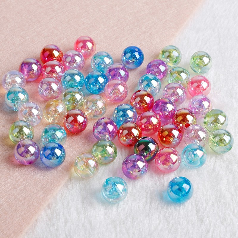 6/8/10mm Rainbow AB Color Acrylic Beads Round Clear Loose Beads For Jewelry Making DIY Bracelet Necklace Earrings Scrapbook