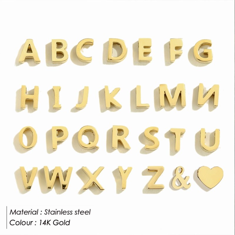 JUJIE 316L Stainless Steel Initial DIY Jewelry Pendants 26 Letters Charms Alphabet A-Z Accessories Wholesale/Dropshipping