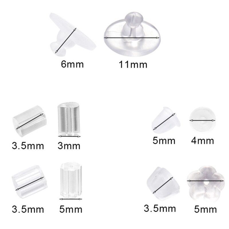 Rubber Earring Backs Silicone Round 200-2000Pcs Ear Plug Blocked Caps Earrings Back Stoppers For DIY Earrings Jewelry Making