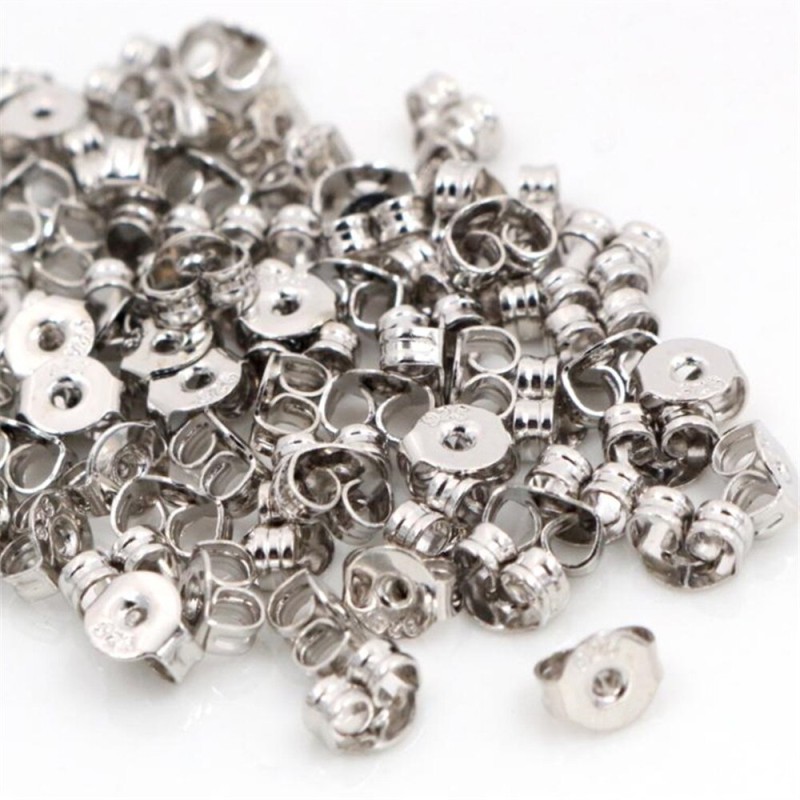 100pcs High Quality 925 Silver Plated Rose Gold Color Copper Earring Back Plug Earring Settings Base Ear Studs Back Whole Sale