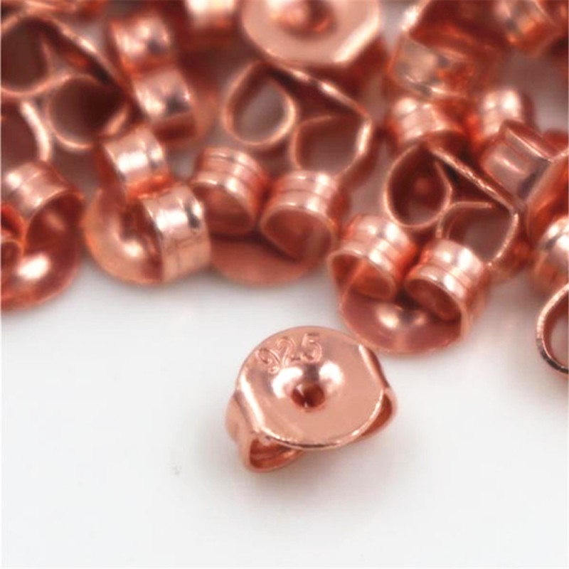 100pcs High Quality 925 Silver Plated Rose Gold Color Copper Earring Back Plug Earring Settings Base Ear Studs Back Whole Sale
