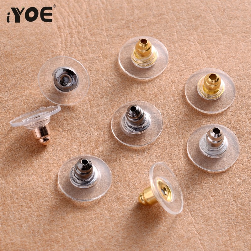 iYOE 100-500pcs Ear Backs Stopper Metal Rubber Earring Back Ear Plugs Findings For Jewelry Accessories DIY Earrings Supplies