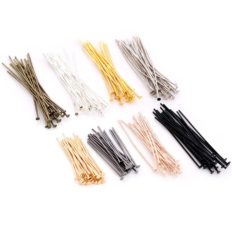 200pcs/Lot 16 20 25 30 35 40 45 50mm Flat Head/Ball Head/Eye Head Pins Metal Headpins For Jewelry Findings Making DIY Supplies