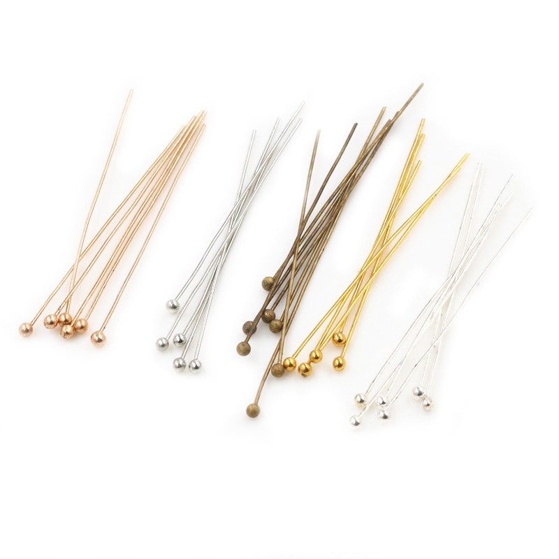 200pcs/Lot 16 20 25 30 35 40 45 50mm Flat Head/Ball Head/Eye Head Pins Metal Headpins For Jewelry Findings Making DIY Supplies