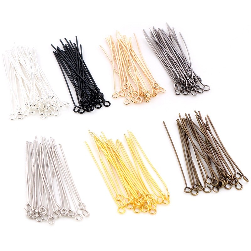 200pcs/Lot 16 20 25 30 35 40 45 50mm Flat Head/Ball Head/Eye Head Pins Metal Headpins For Jewelry Findings Making DIY Supplies