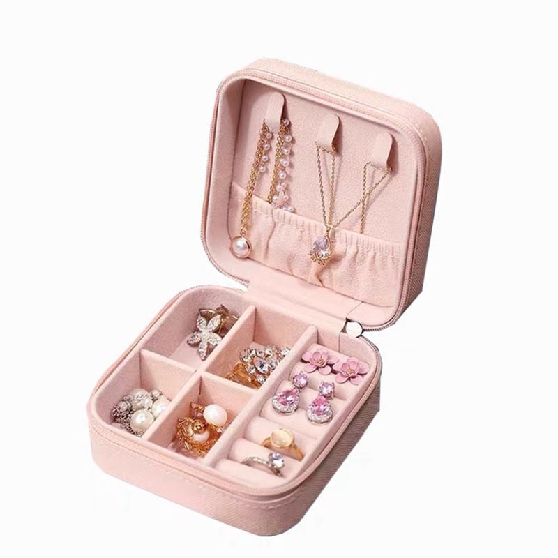 Ring Earring Case Zipper Travel Trinket Simple Portable Palm Jewelry Box