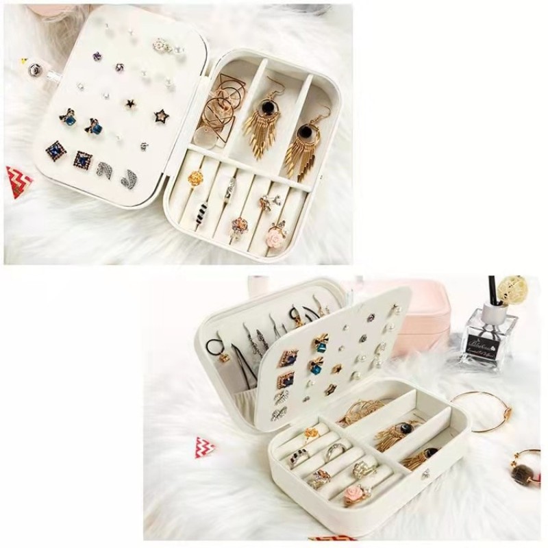 Ring Earring Case Zipper Travel Trinket Simple Portable Palm Jewelry Box