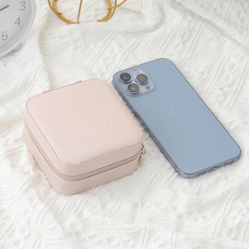 Travel Leather Jewelry Box Multi-functional Necklace Earring Ring Single-layer Storage Box