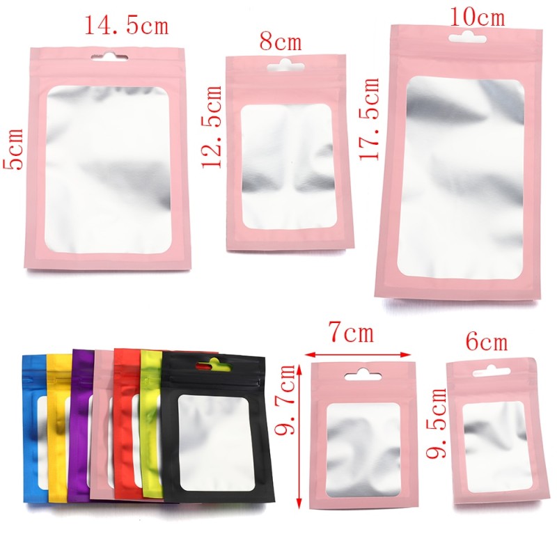 50pcs Colorful Plastic Bag Reusable Polyurethane Zip Bags for Jewelry Display Gifts Food Handicrafts Accessories Packing Bag