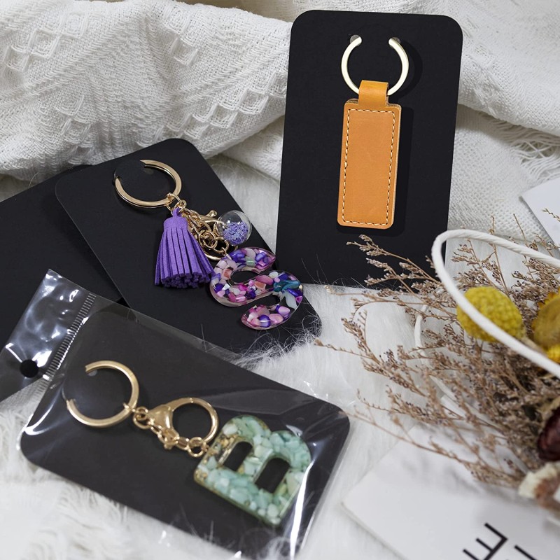 50pc Keychain Display Card Thicken Cardboard Paperboard Holder Stand Bag for Earring Jewelry Small Business Packaging Supplies