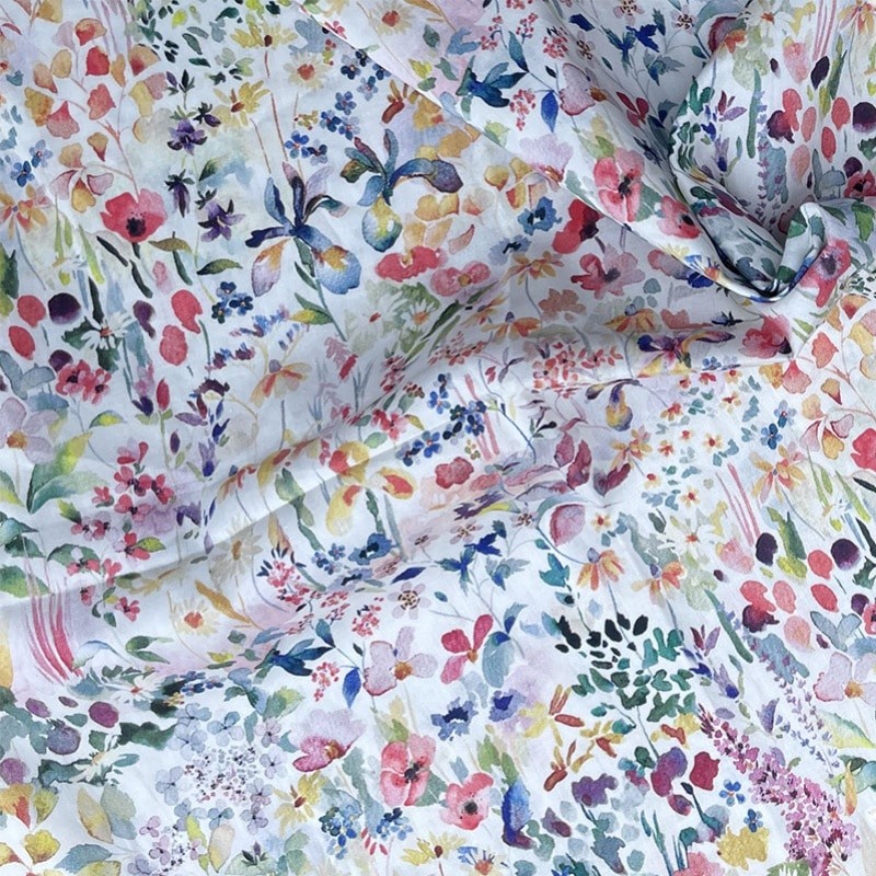 Wildflowers Red 80S Tissun liberty Cotton Fabric For Kids Baby Sewing Cloth Dresses Skirt DIY Handmade Designer Patchwork Meter