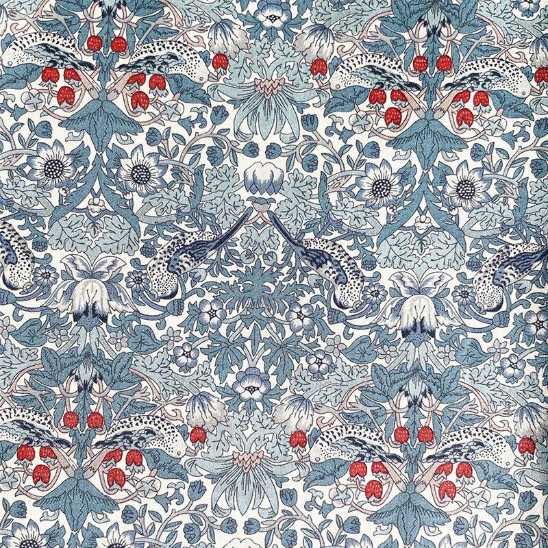 Strawberry Thief Berry 80S Tissun liberty Cotton Fabric For Kids Baby Sewing Cloth Dresses Skirt DIY Handmade Patchwork Meter